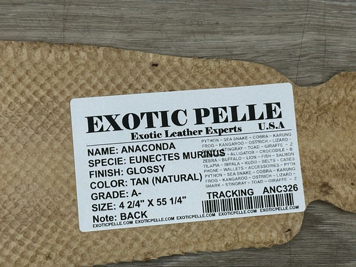 Tan Glossy Genuine Anaconda Leather real hide snake skin python boa rattle 326