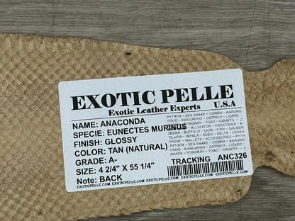 Tan Glossy Genuine Anaconda Leather real hide snake skin python boa rattle 326