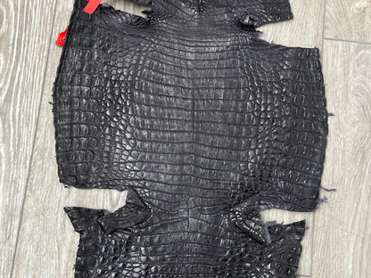 Dark Grey Caiman Crocodile belly Hide Leather Skin real alligator gray Croc 379