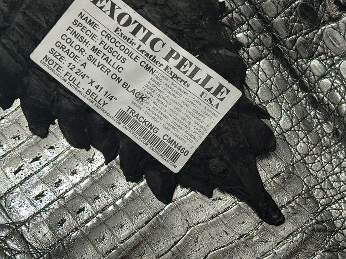 Silver Metallic Genuine Caiman Crocodile Belly Hide Leather Skin Alligator 460