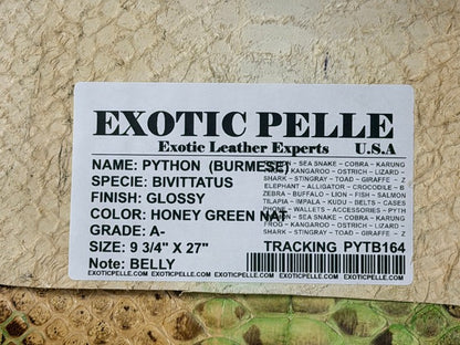 Honey Green Natural Pattern Glossy Genuine Python Leather PYTB164 product photo 3