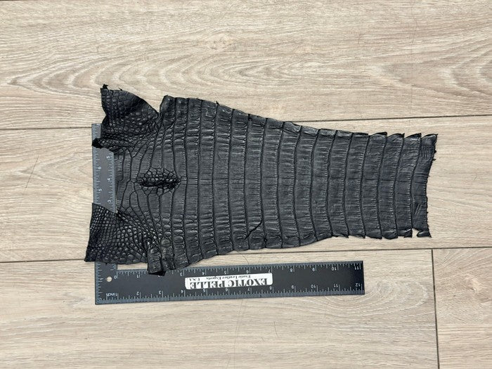 Black Satin Genuine Caiman Crocodile Leather CMN118 product photo 2