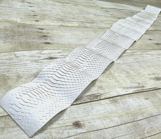 White Small Genuine Snakeskin Python Leather real hide snake skin Rattle 120