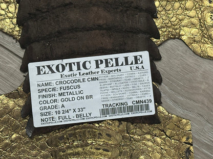 Gold Metallic Genuine Caiman Crocodile Belly Hide Leather Skin Alligator 471