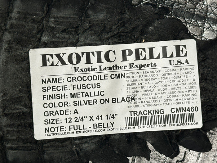 Silver Metallic Genuine Caiman Crocodile Belly Hide Leather Skin Alligator 460