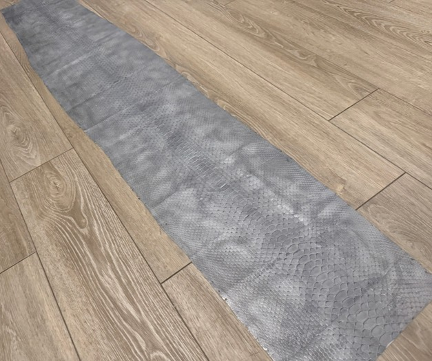Silver On Gray Metallic Genuine Reticulated Python Snake Leather 445 product photo 1