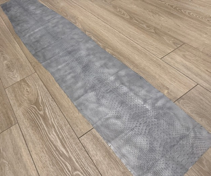Silver On Gray Metallic Genuine Reticulated Python Snake Leather 445 product photo 1