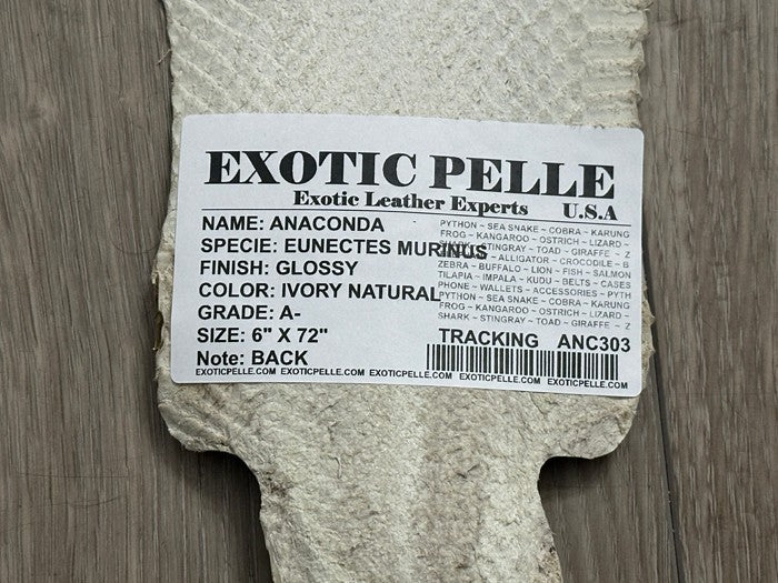 Ivory Natural Tan Anaconda Snake skin Leather real hide python boa rattle 303