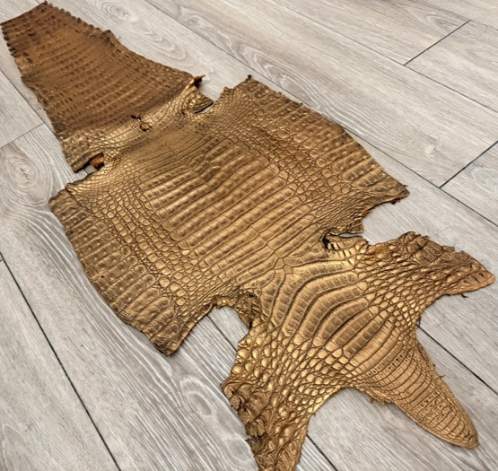 Copper Satin Genuine Caiman Crocodile Leather product photo 1