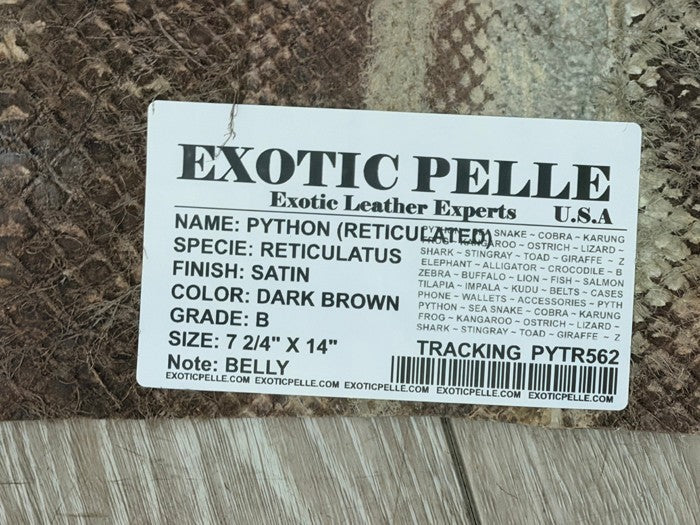 Dark Brown Satin Genuine Python Leather PYTR562 product photo 2