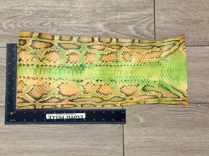 Honey Green Natural Pattern Glossy Genuine Burmese Python Snake Leather 206 product photo 2
