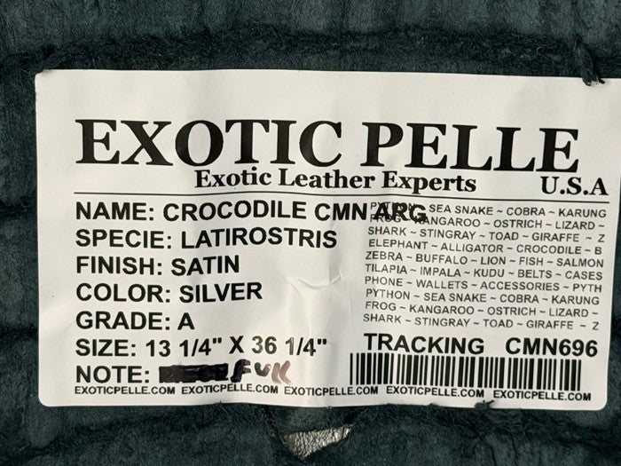 Silver Satin Genuine Caiman Crocodile Leather product photo 4