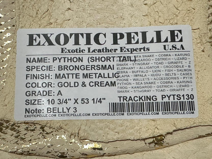 Gold Flake Genuine Python Jumbo Snakeskin Leather real hide snake skin Rattle 30