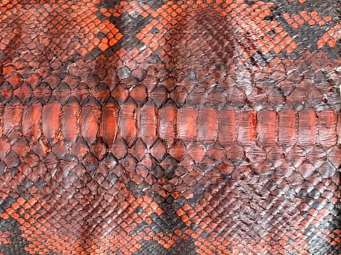 XXL Mahogany Natural Pattern Glossy Rustic Genuine Reticulated Python Snake Leather 628 product photo 6