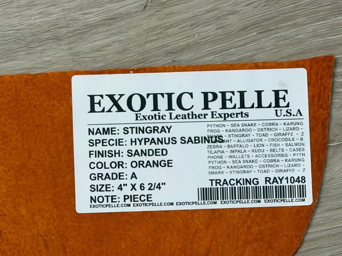 Orange Sanded Genuine Stingray Leather Piece Remnant 1048 product photo 3
