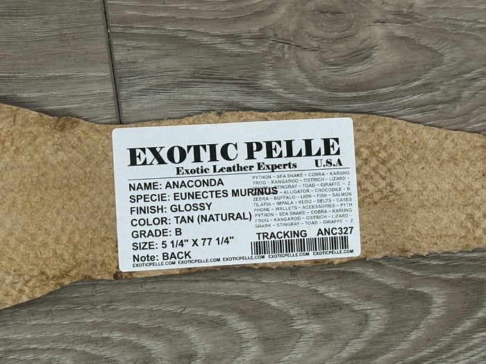 Tan Glossy Genuine Anaconda Leather real hide snake skin python boa rattle 327