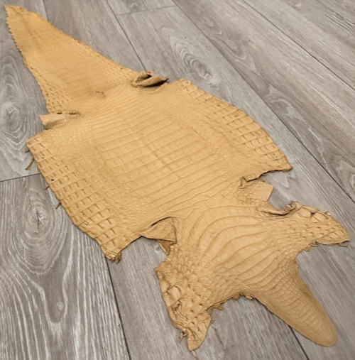 Tan Satin Genuine Caiman Crocodile Leather CMN683 product photo 1