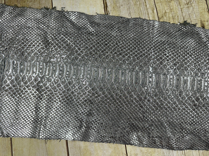 Silver on Grey Genuine Python large Snakeskin Leather real hide snake skin 241