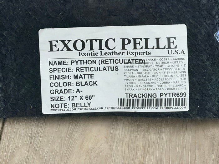 Black Matte Genuine Reticulated Python Snake Leather 699 product photo 4