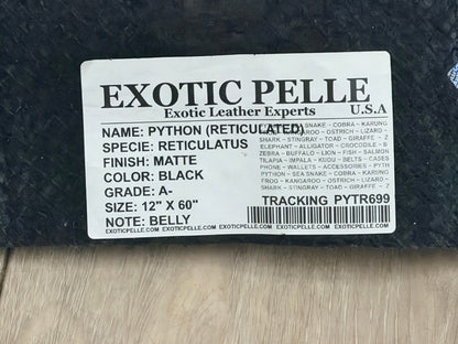 Black Matte Genuine Reticulated Python Snake Leather 699 product photo 4