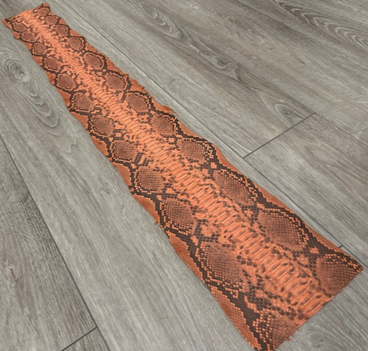 Orange Natural Pattern Matte Genuine Reticulated Python Snake Leather 325 product photo 1