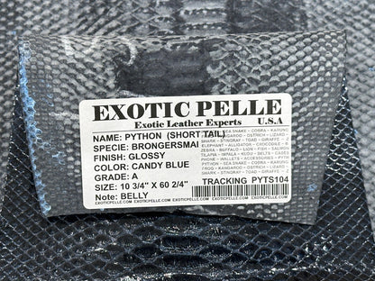 Candy Blue Genuine Python Snake Leather real hide snake skin Rattle 105