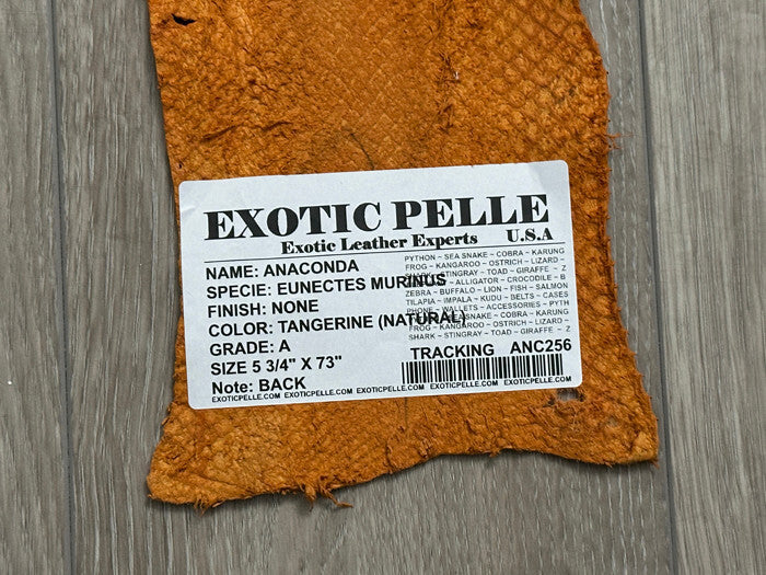 Tangerine Genuine Anaconda Snakeskin Leather real hide snake skin python boa 256