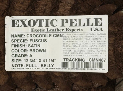 BROWN Genuine Caiman Crocodile belly Hide Leather Skin real alligator Croc 487