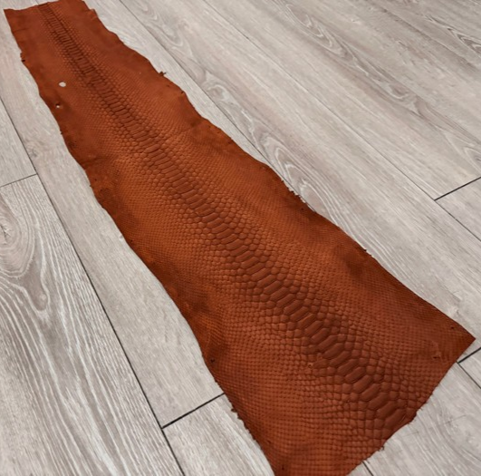 ExoticLeather.com brown reticulated python leather, with satin finish, belly cut, grade B (LOOK AT PHOTOS), item PYTR662.