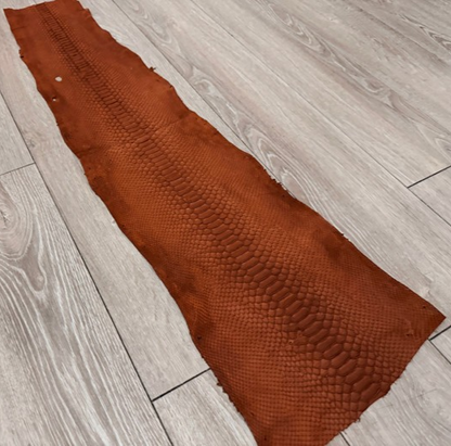 ExoticLeather.com brown reticulated python leather, with satin finish, belly cut, grade B (LOOK AT PHOTOS), item PYTR662.