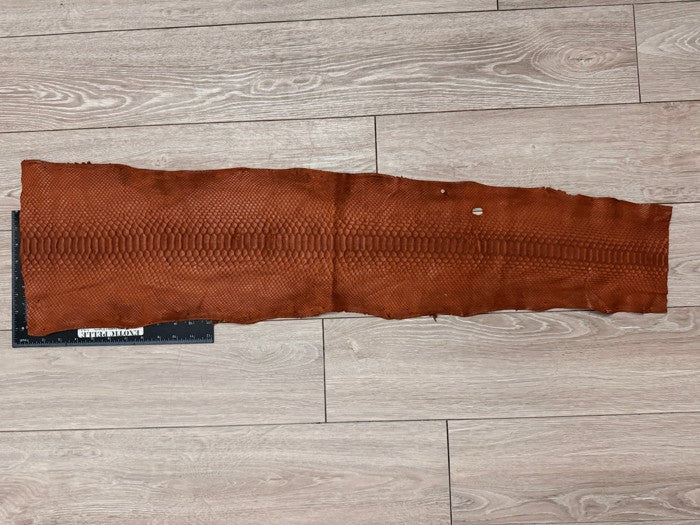 ExoticLeather.com brown reticulated python leather, with satin finish, belly cut, grade B (LOOK AT PHOTOS), item PYTR662, photo 2.