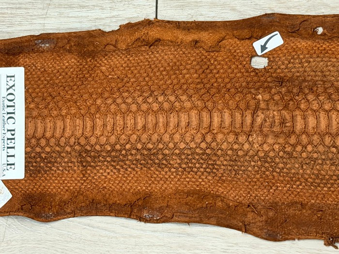 ExoticLeather.com brown reticulated python leather, with satin finish, belly cut, grade B (LOOK AT PHOTOS), item PYTR662, photo 5.