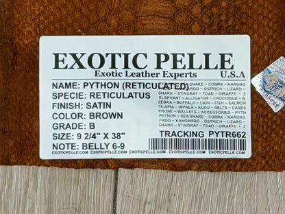 ExoticLeather.com brown reticulated python leather, with satin finish, belly cut, grade B (LOOK AT PHOTOS), item PYTR662, photo 6.